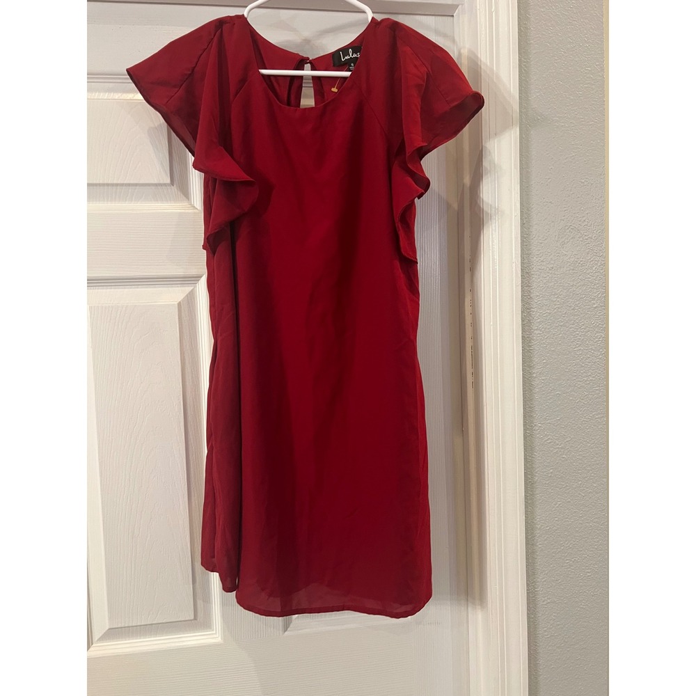 Lulus Red Dress Ruffle Sleeve Party Cocktail Mini Dress‎ S